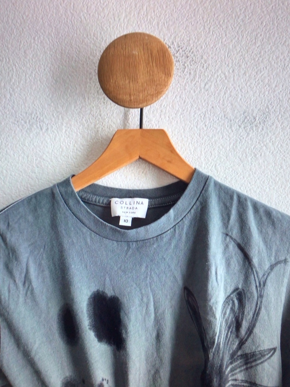 Collina Strada Slate Gray Graphic Tee with Black Print - Picture 2 of 7